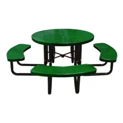 Round Outdoor Picnic Table with Perforated Metal Frame