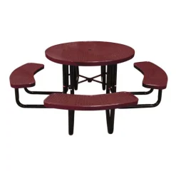 Round Outdoor Picnic Table with Perforated Metal Frame