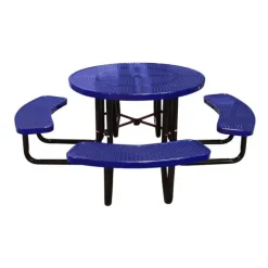 Round Outdoor Picnic Table with Perforated Metal Frame