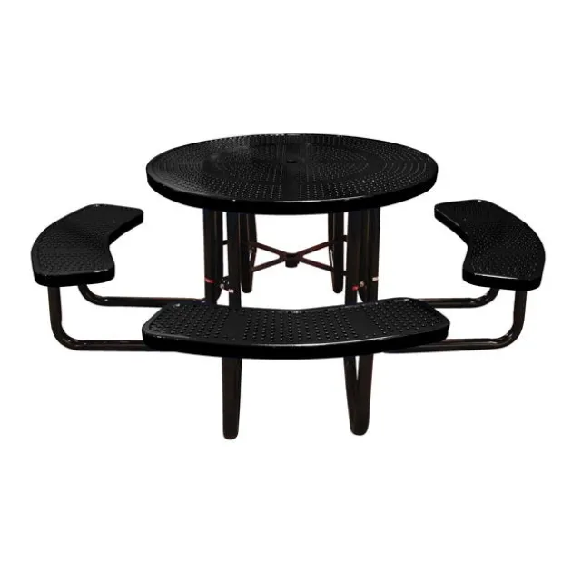 Round Outdoor Picnic Table with Perforated Metal Frame