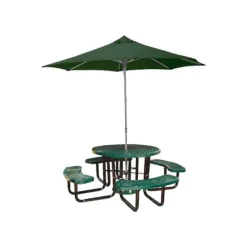 Round Outdoor Picnic Table with Perforated Metal Frame