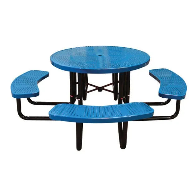 Round Outdoor Picnic Table with Perforated Metal Frame
