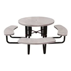 Round Outdoor Picnic Table with Perforated Metal Frame