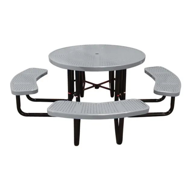 Round Outdoor Picnic Table with Perforated Metal Frame
