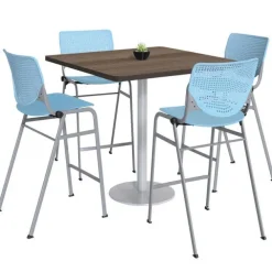Silver Base Bar Height Cafe Table with Four Kool Barstools by KFI