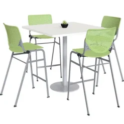 Silver Base Bar Height Cafe Table with Four Kool Barstools by KFI