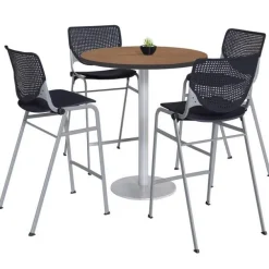 Silver Base Bar Height Cafe Table with Four Kool Barstools by KFI
