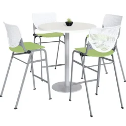 Silver Base Bar Height Cafe Table with Four Kool Barstools by KFI