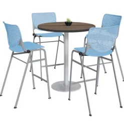 Silver Base Bar Height Cafe Table with Four Kool Barstools by KFI