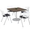 Silver Base Cafe Table with Four Kool Stack Chairs by KFI