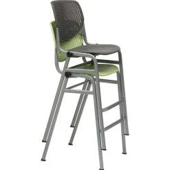 Silver Base Cafe Table with Six Kool Barstools- 36'' X 72'' Rectangle