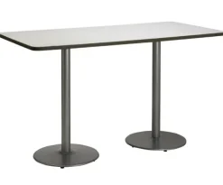 Silver Base Cafe Table with Six Kool Barstools- 36'' X 72'' Rectangle