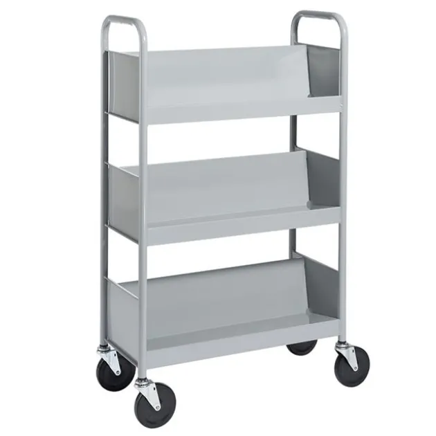Single-Sided 3-Shelf Combination Cart w/ Sloped Shelves - 47"H
