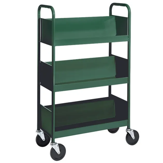 Single-Sided 3-Shelf Combination Cart w/ Sloped Shelves - 47"H