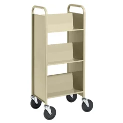 Single-Sided 3-Shelf Combination Cart w/ Sloped Shelves - 44"H