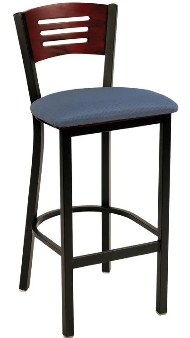 Slat Back Cafe Stool w/ Padded Seat