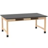 Solid Epoxy Resin Top Hardwood Science Lab Table with Compartments (42'' D X 54'' W)