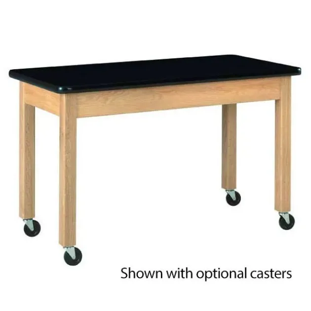Solid Epoxy Resin Top Hardwood Science Lab Table with Compartments (24'' D X 60'' W)