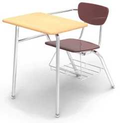 Solid Plastic Top Chair Desk with Bookrack