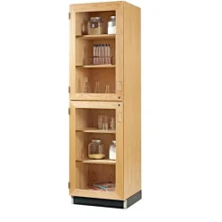 Split Level Storage Cabinet with Glass Doors