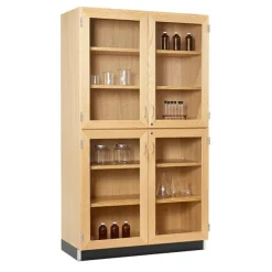 Split Level Storage Cabinet with Glass Doors