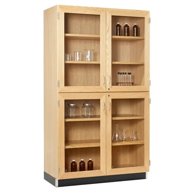 Split Level Storage Cabinet with Glass Doors