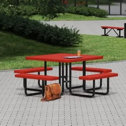 Square Outdoor Picnic Tables with Expanded Metal Frame