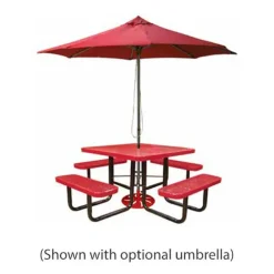 Square Outdoor Picnic Table with Perforated Metal Frame