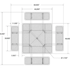 Square Outdoor Picnic Table with Perforated Metal Frame