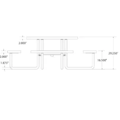 Square Outdoor Picnic Table with Perforated Metal Frame