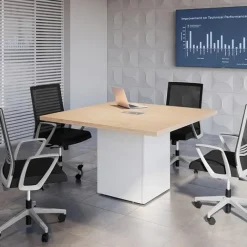 Square Shaped Conference Table w/ Cube Base & Access Door (47