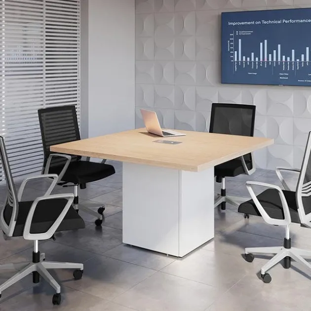 Square Shaped Conference Table w/ Cube Base & Access Door (47" Square)