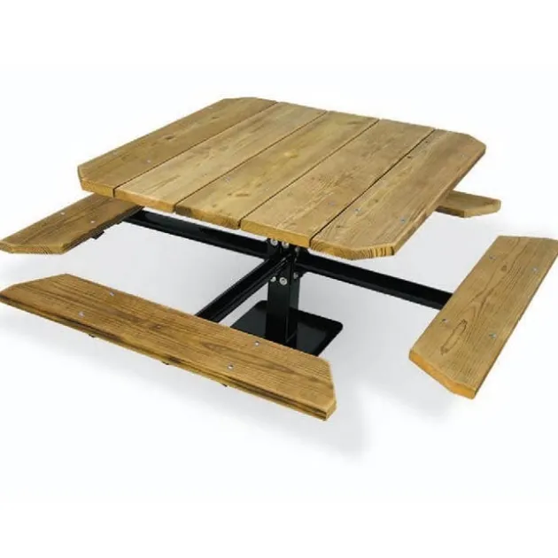 48" Square Traditional Single Pedestal Picnic Table