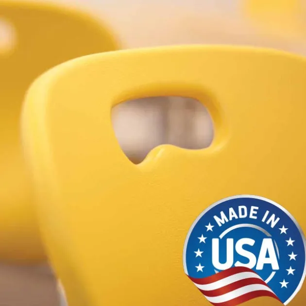 6 Student Classroom Package w/ 18"H Omnia Chairs & Hexagon Solid Plastic Desks (5th-Adult)