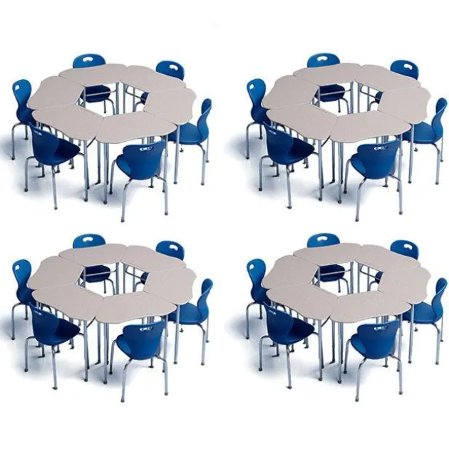 24 Student Classroom Package w/ 18"H Omnia Chairs & Hexagon Solid Plastic Desks (5th-Adult)