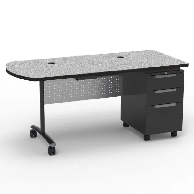 Textameter Peninsula Top Mobile Teacher Desk (30'' X 66'')