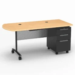 Textameter Peninsula Top Mobile Teacher Desk (30'' X 66'')