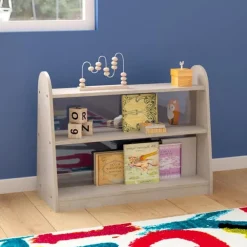 Three Shelf, Double Sided Storage Unit w/ Clear Plastic Divider