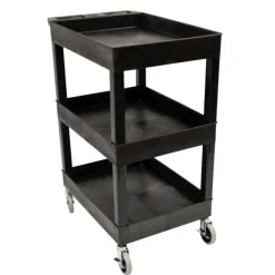 Three Shelf Tub Utility Cart with Heavy Duty Casters