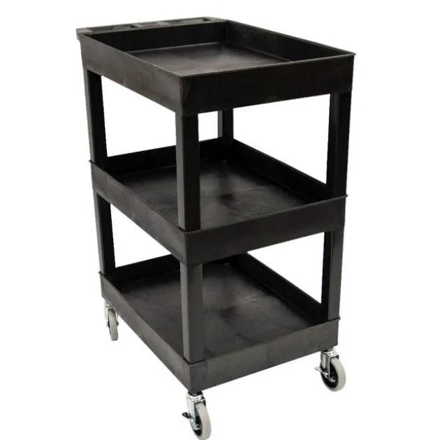 Three Shelf Tub Utility Cart with Heavy Duty Casters
