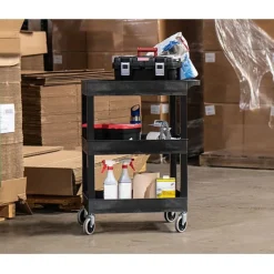 Three Shelf Tub Utility Cart with Heavy Duty Casters