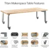 Titan Makerspace Butcher Block Table (30" x 72") with Four Titan Stools (18" H) Package