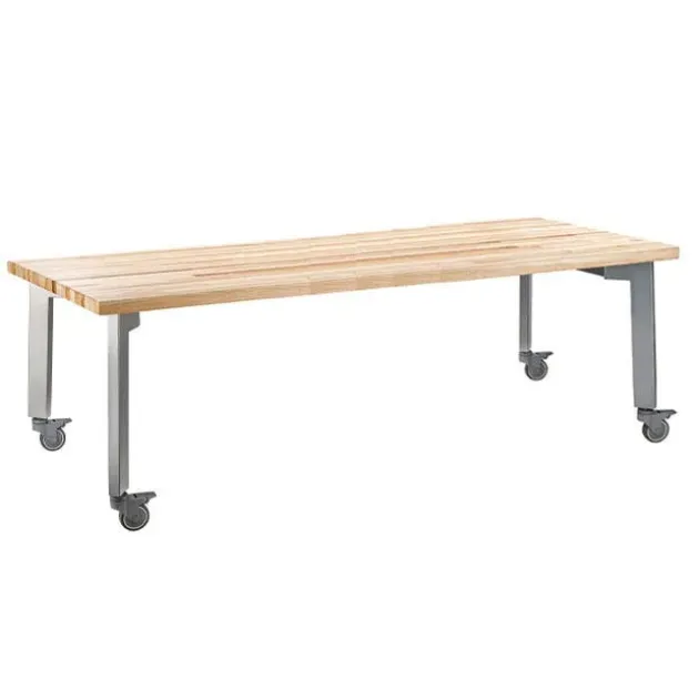 Titan Makerspace Butcher Block Table (30" x 72") with Four Titan Stools (18" H) Package