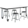 Titan Makerspace Whiteboard Table (30" x 72") with Four Titan Stools (18" H) Package