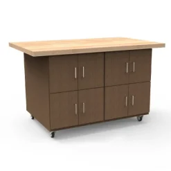 Tomah Fixed Shelves, 1 Divider & 4 Doors Hardwood Top Workstations