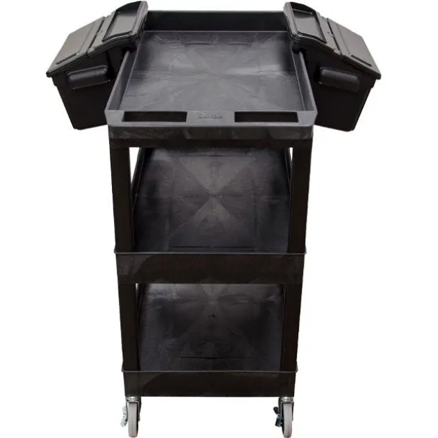 Triple Shelf XL Utility Cart with Dual Outrigger Bins
