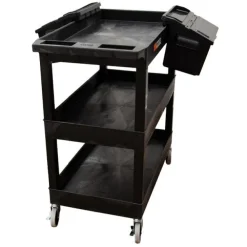 Triple Shelf XL Utility Cart with Dual Outrigger Bins