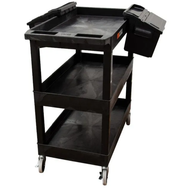 Triple Shelf XL Utility Cart with Dual Outrigger Bins