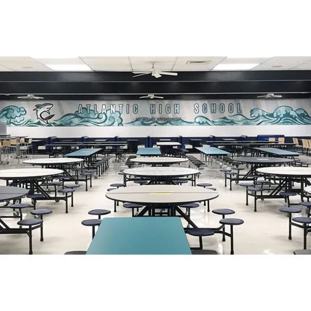 59T Round Mobile Stool Cafeteria Table (60" Round)