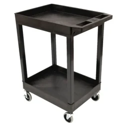 Two Shelf Tub Utility Cart with Heavy Duty Casters